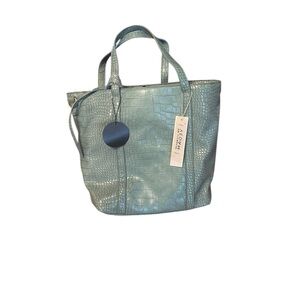 Malibu Skye  Blue Crocodile-Patterned Tote Sky design interior wallet included